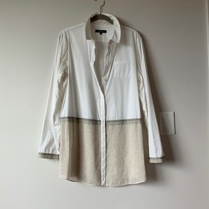 Lafayette button down blouse with sheer linen panel